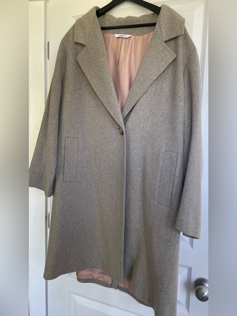 Women's Fleurette Wool Coat with Pink Lining